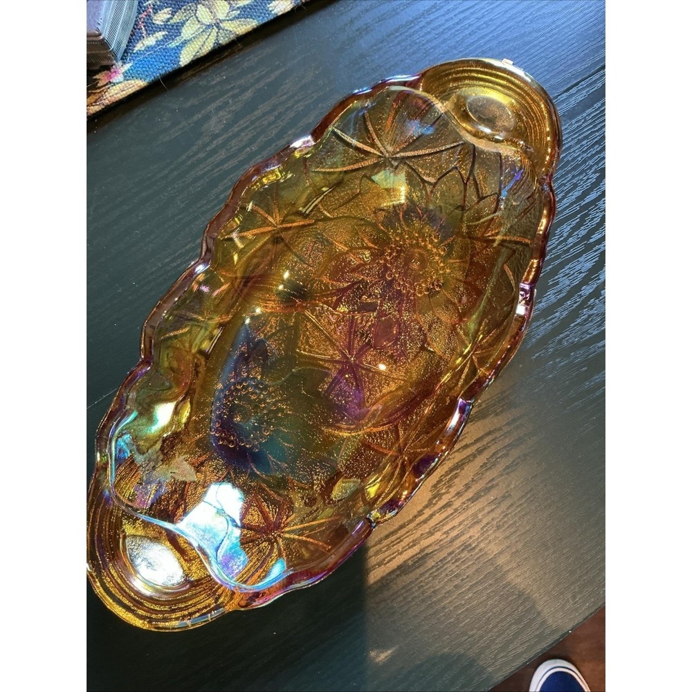 Vintage‎ Indiana Glass Marigold Carnival Lily Pons 9.75" Dish